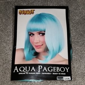 Aqua pageboy wig